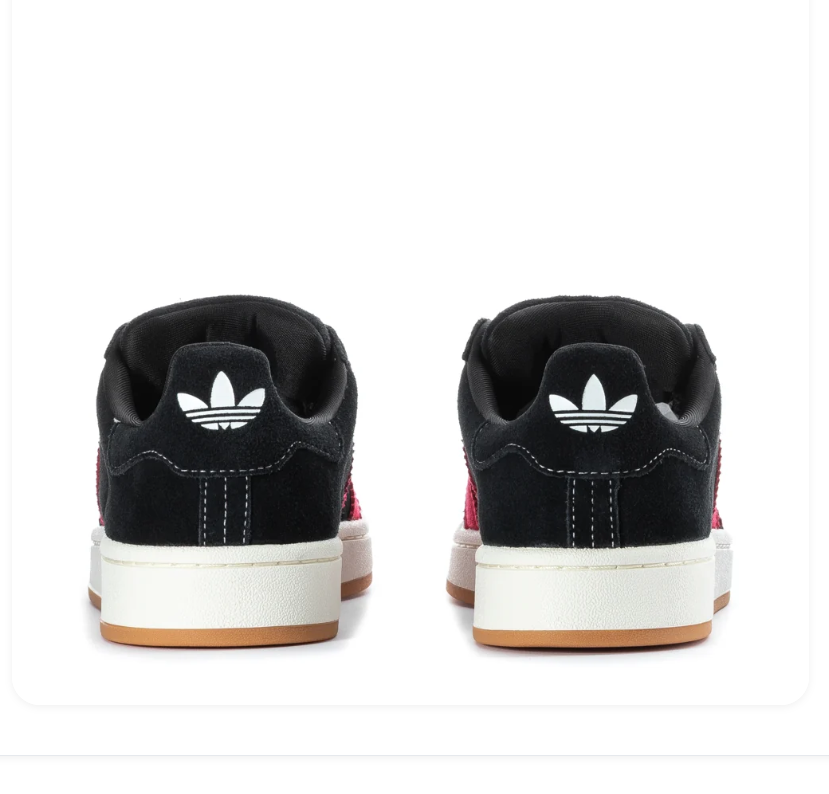 Adidas Campus Sneakers – Black & Red with Gum-Colored Sole