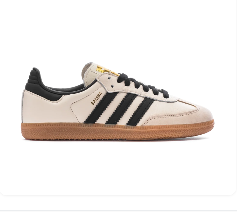 Adidas Samba Sneakers – Cream & Black with Gum-Colored Sole