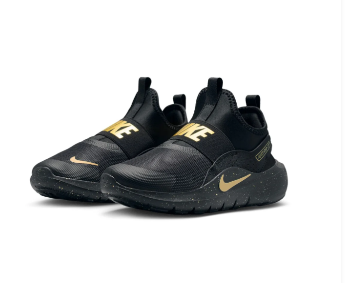 Nike Slip-On Sneakers – Black & Gold with Speckled Sole