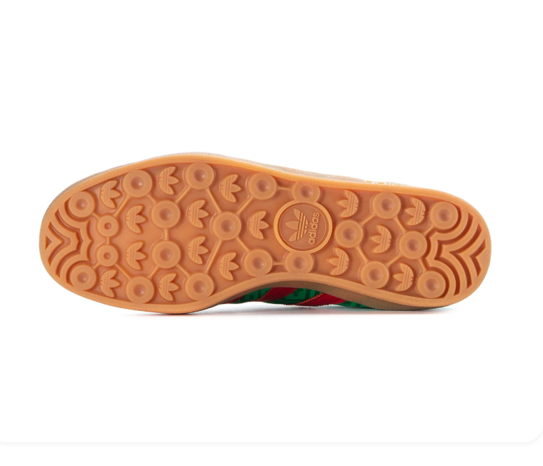 Adidas Low-Top Sneakers - Patterned Green & Red with Gum Sole