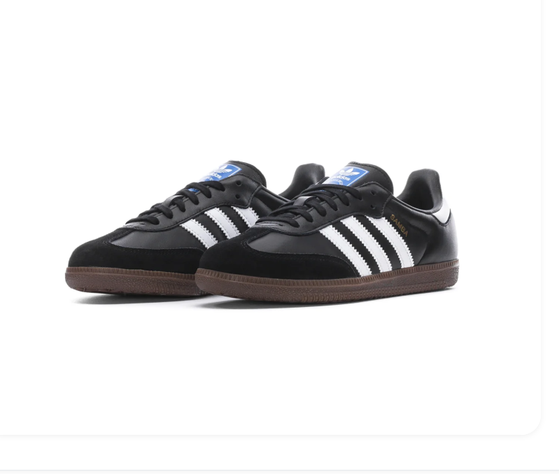 Adidas Samba Sneakers – Black & White with Dark Brown Sole