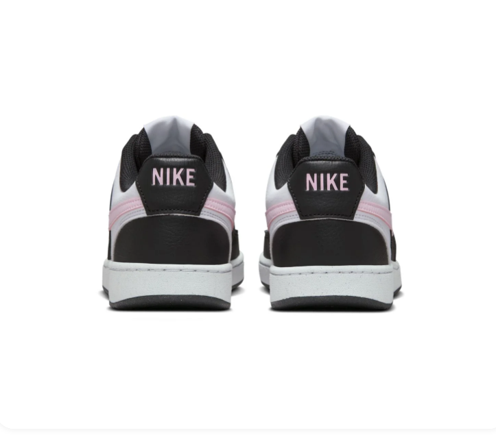 Nike Low-Top Sneakers – Black & White with Pink Swoosh