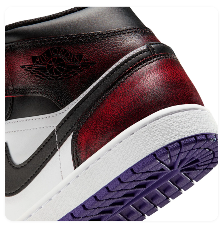 Air Jordan 1 Mid Sneakers - Gold Yellow, Burgundy & Purple