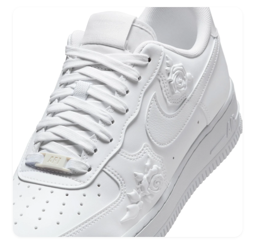 Nike Air Force 1 Low Sneakers – All White with Floral Details