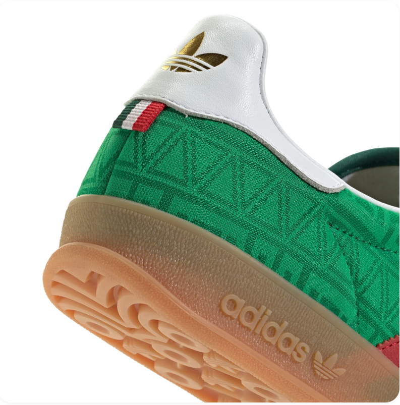 Adidas Low-Top Sneakers - Patterned Green & Red with Gum Sole