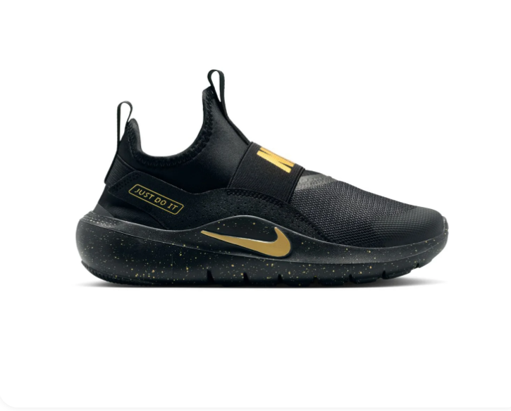 Nike Slip-On Sneakers – Black & Gold with Speckled Sole