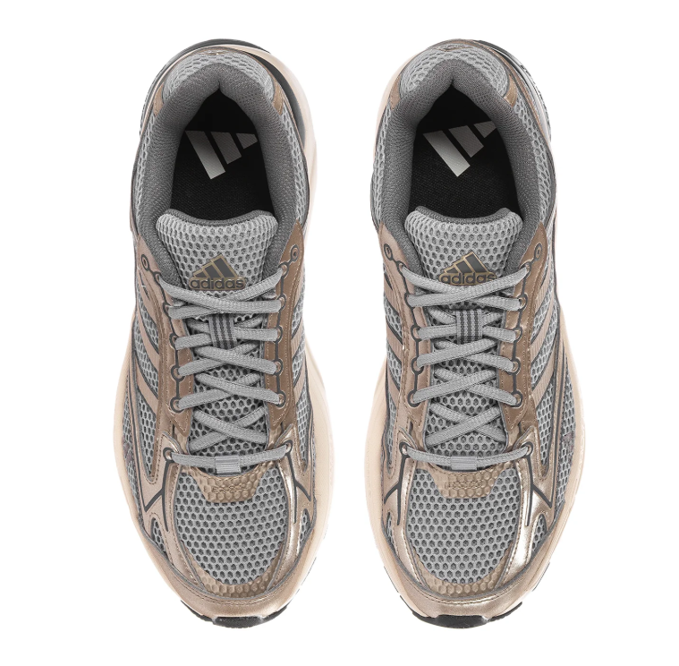 Adidas Retro Mesh Sneakers - Gray & Metallic Taupe with Cream Sole
