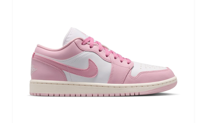 Air Jordan 1 Low Sneakers - Pink & White with Cream Midsole