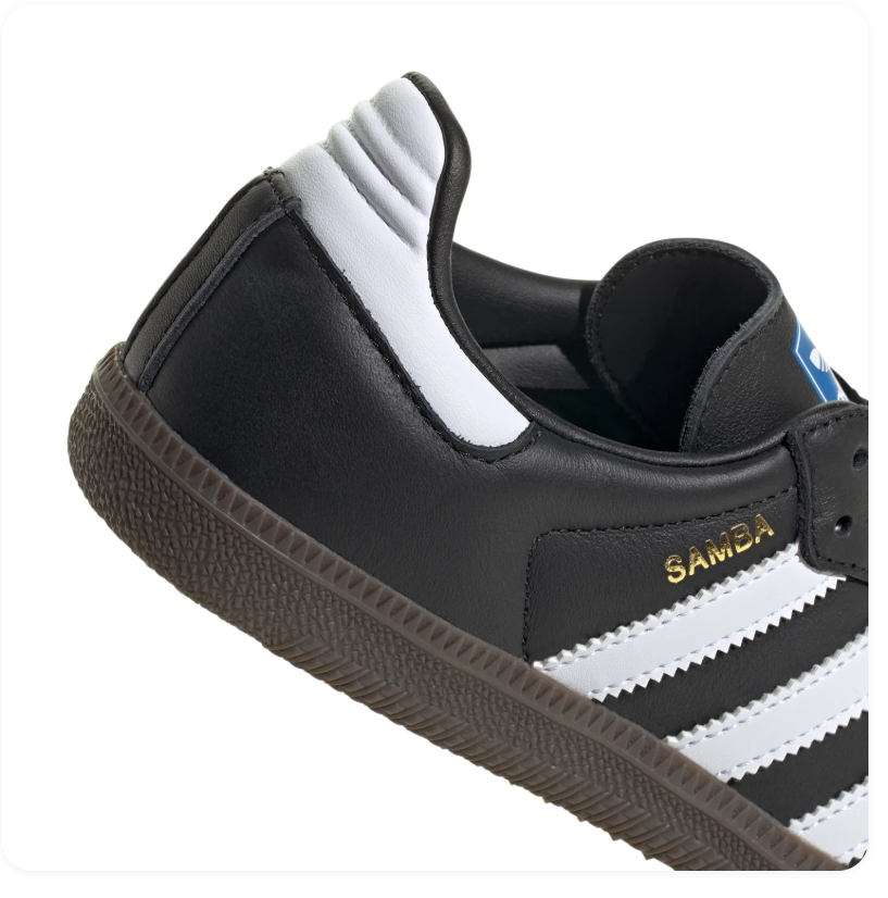 Adidas Samba Sneakers – Black & White with Dark Brown Sole