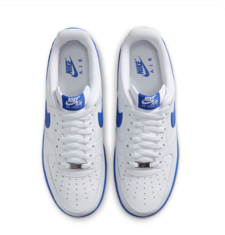 Nike Air Force 1 Low Sneakers – White & Royal Blue with Blue Sole